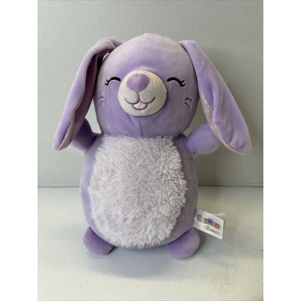 Rare HTF Squishmallows Hug Mees Bubbles Purple Bunny Rabbit Plush Easter 10" EUC